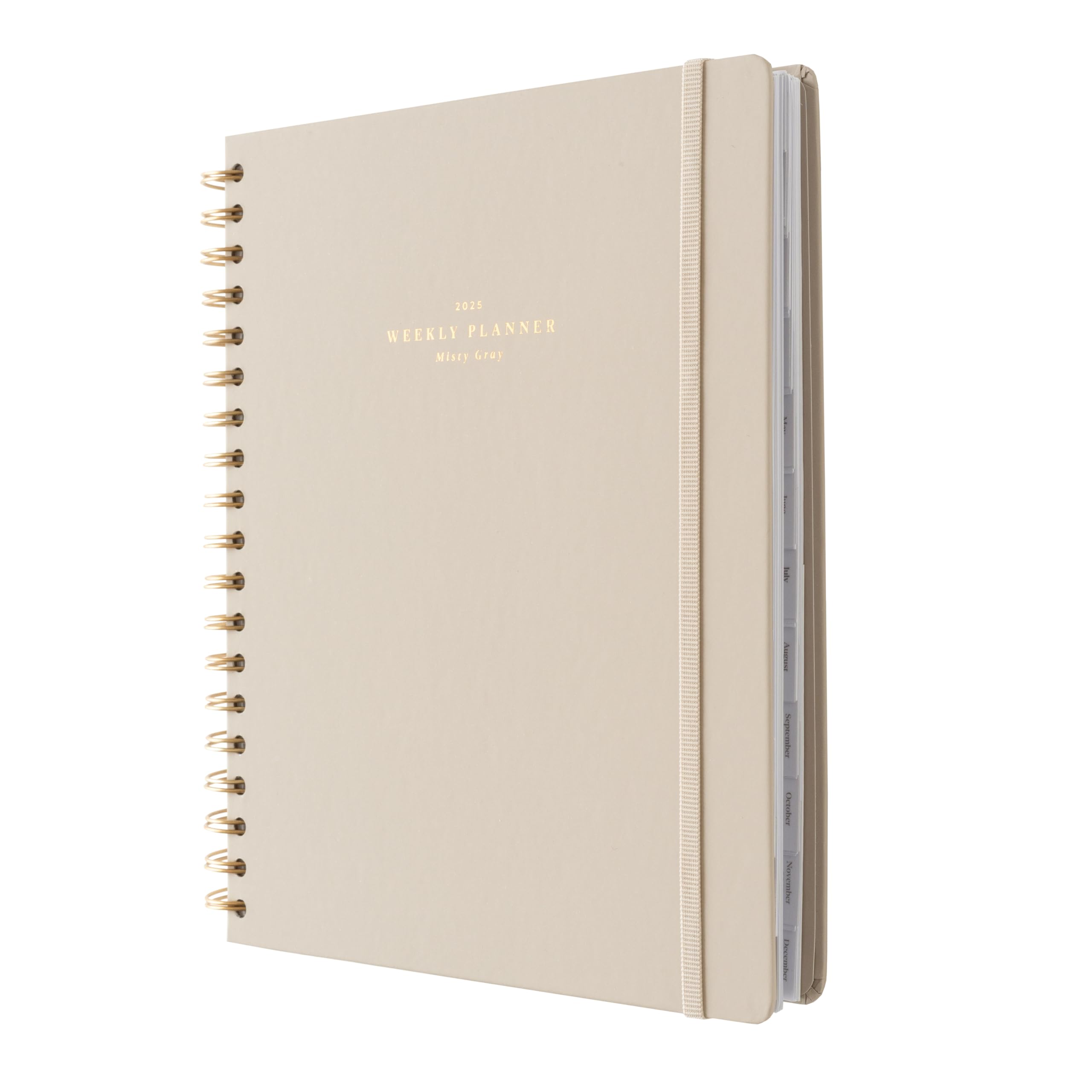 Kokonote Agenda 2024 2025 semana vista Misty Gray - Agenda escritorio con pestañas Beige - Agenda escolar 2024 2025 semana vista 17 meses | Material oficina Material escolar y Papeleria bonita