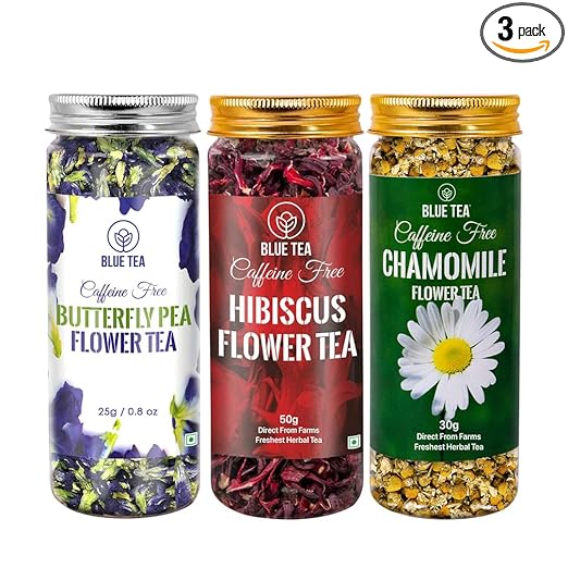 IMMUNITY TEA GIFT COMBO | 3 in 1 Combo | Butterfly Pea Flower Tea 25g, Hibiscus Tea 50g, Chamomile Tea 30g | 105g | Caffeine Free Herbal Tea Gift | Flower New Year Tea Gift
