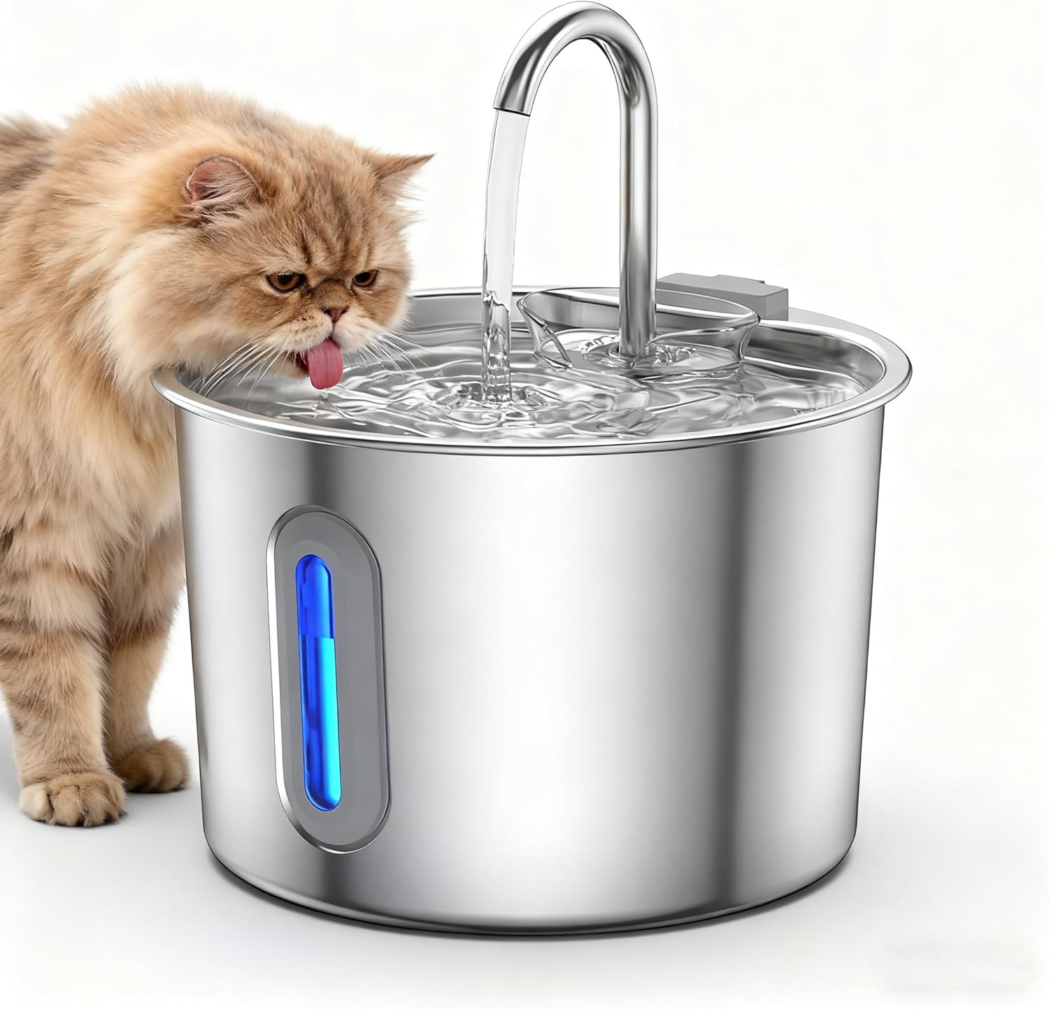 Cat Water Fountain,74oz/2.2L Cat Fountain Stainless Steel for Drinking Indoor,Ultra Quiet Pet Water Dispenser for Cat& Small Animals