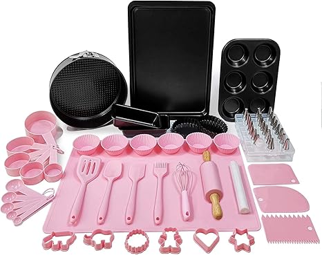 pink silicone baking set