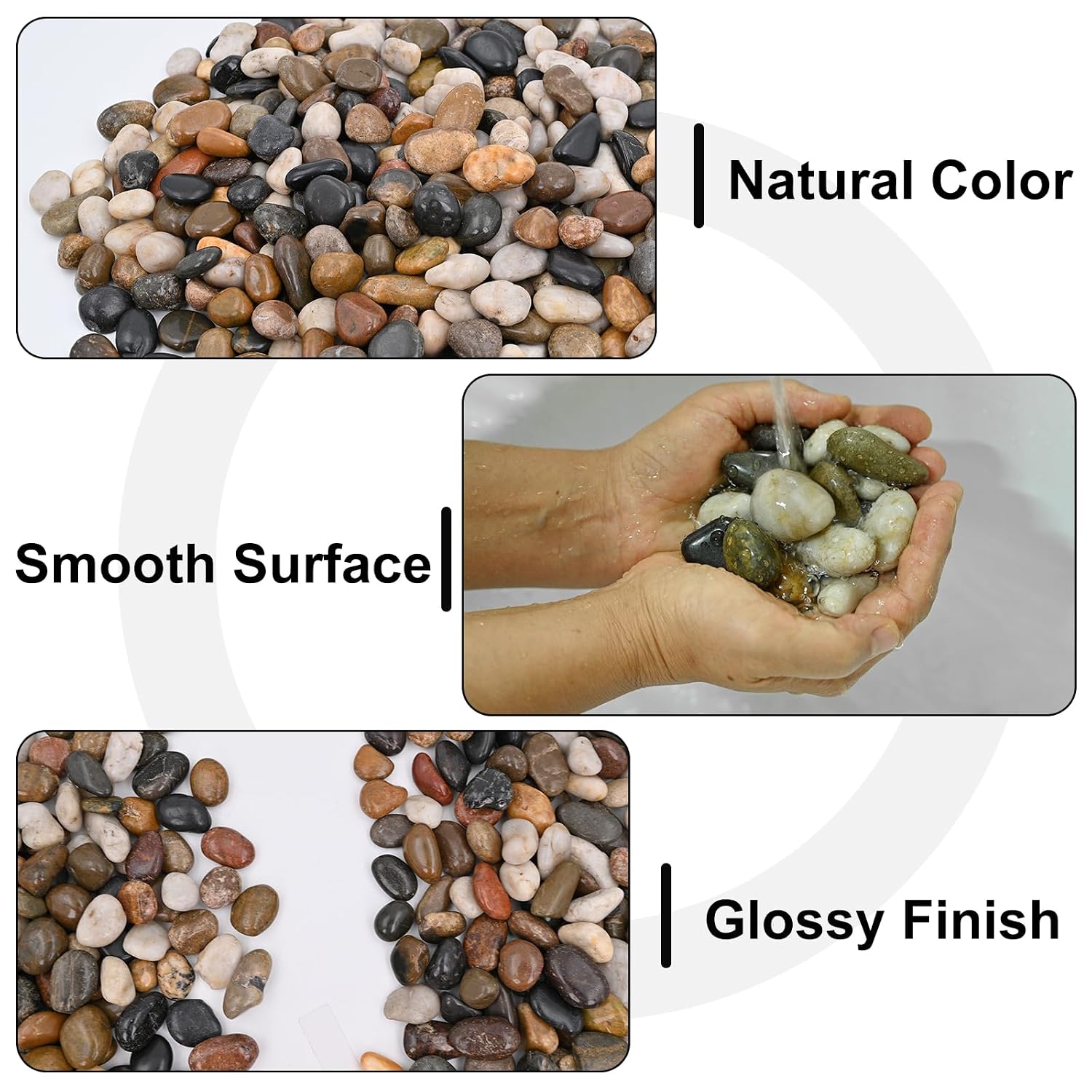 20Ib Rain Forest Rocks- Decorative Pebbles for Plants- River Rocks for Outdoor Landscaping- 0.3"-0.8" inch High Polished Stones for Aquarium, Terrarium,Vases, Home Decor