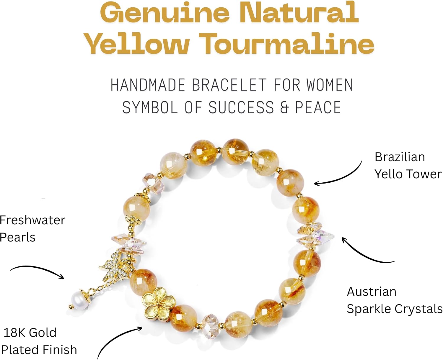 18k Gold Plated Handmade Bracelet-Necklace | Natural Fine Crystal, Freshwater Pealr, Authentic Austrian Crystal | Elegant Jewelry Gift for Women