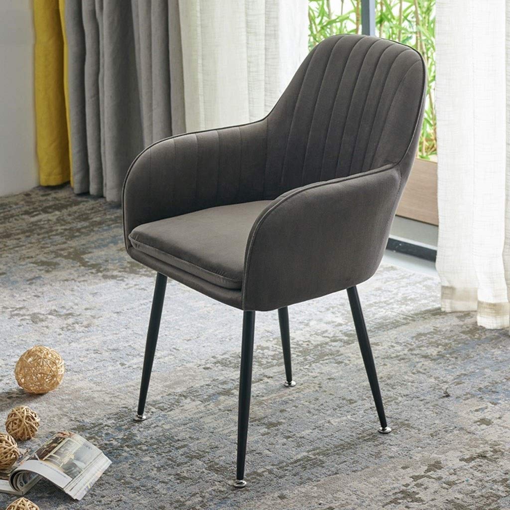 SJIALEN Soft Velvet Dining Chair,Office Lounge Chair for Living Room Bedroom Kitchen Modern Design Kitchen Chair Kitchen Chair (Color : Dark Gray)