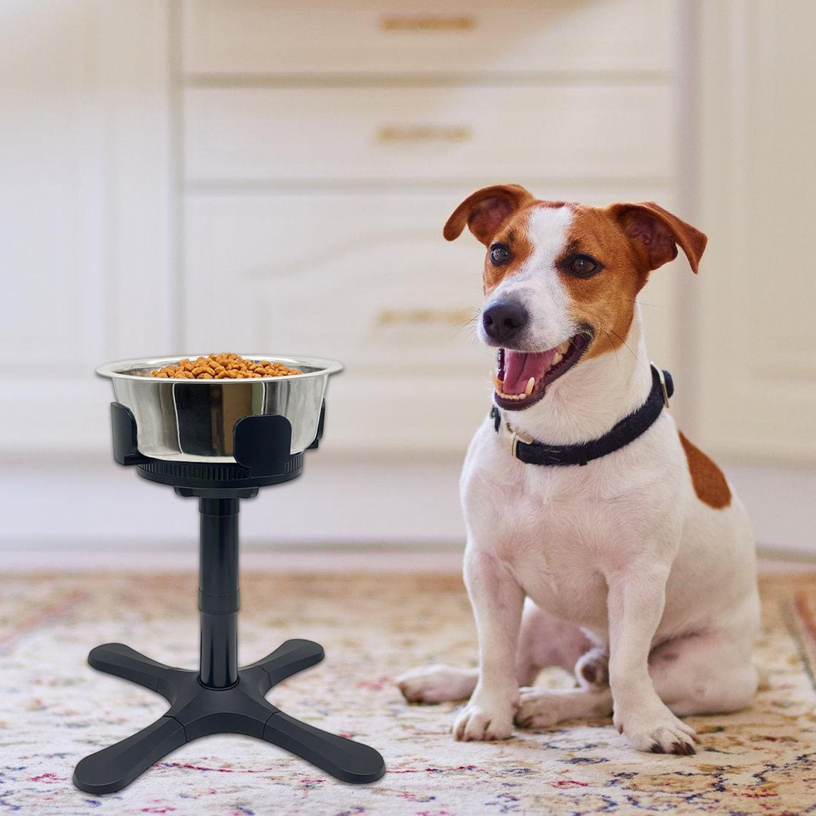 Soporte antideslizante para comederos para perros con cuencos desmontables y patas regulables para uso en interiores y exteriores en hogares o tiendas de mascotas, soporte elevado para cuencos