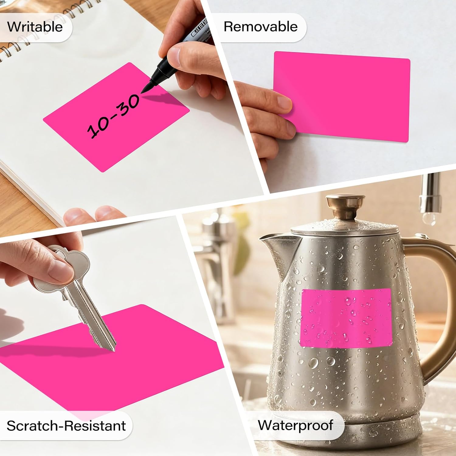 3 × 5 Inch Labels for Storage Bins Removable Vinyl Rectangle Moving Labels for Boxes 500 Pcs Adhesive Color Coding Stickers Waterproof for Home Classroom Office Warehouse, Fluorescent Pink