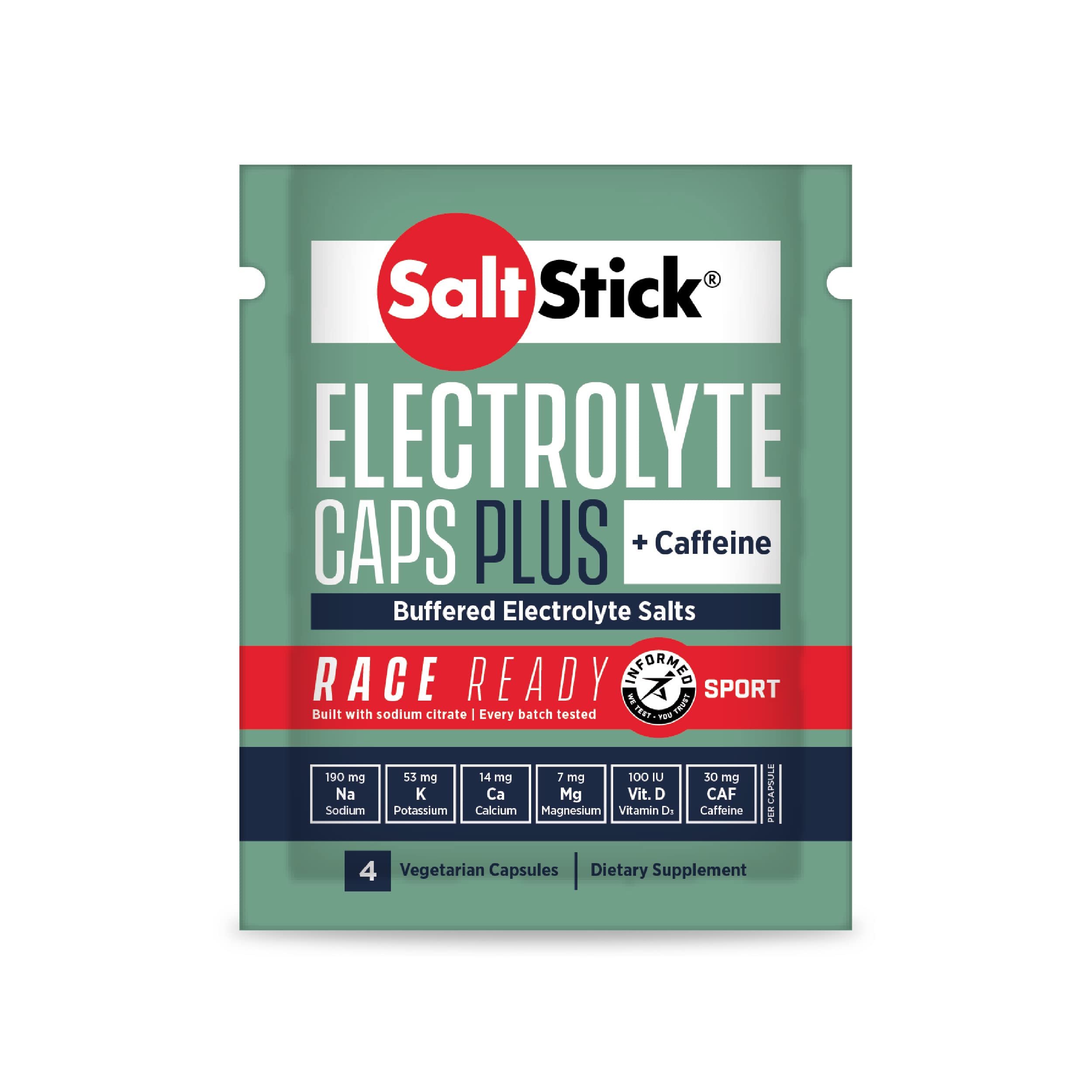 SaltStick Race Ready Electrolyte Capsules with Caffeine | 96 Capsules | Salt Pills for Running, Hydration, Helps Reduce Muscle Cramps | 24 Packets, 4 Capsules Each