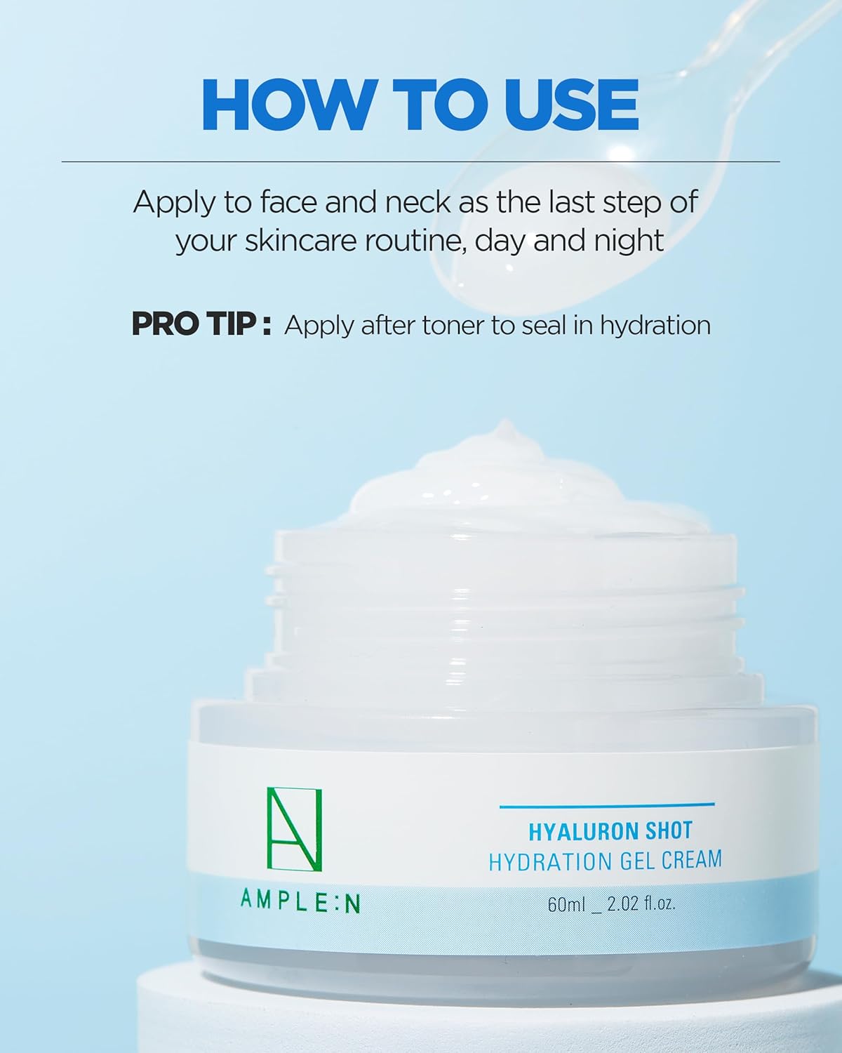 Hyaluronshot Hydration Gel Cream - Korean Face Moisturizer with 10 Types of Hyaluronic Acid for Long-Lasting 24-Hour Moisture, Lightweight Non-Sticky Formula for Dry Sensitive Skin, 2.03oz. - Image 7