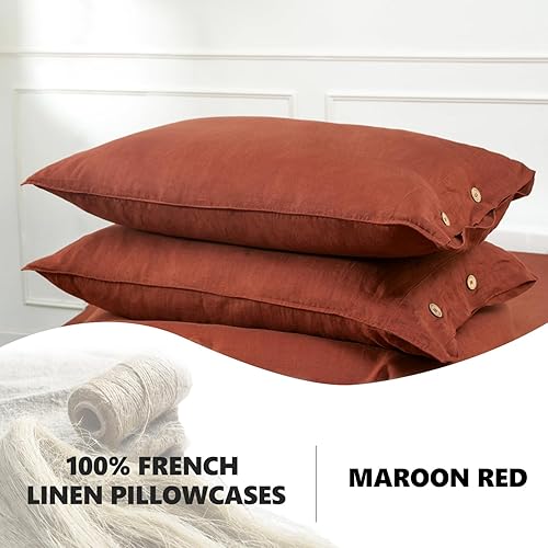 Miniatura 11 de S VICTORY SYMBOL 100% Organic Linen Pillowcases 20"x30" Set of 2,French Natural Flax Soft Durable Pillowshams Sandy Beige,Standard