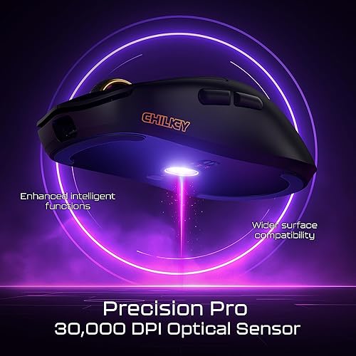 Miniatura 5 de Chilkey - Mouse inalámbrico Glacier LW 8K L para juegos con pantalla LCD, frecuencia de sondeo de 8 K, seguimiento óptico de 30000 DPI, 750 IPS