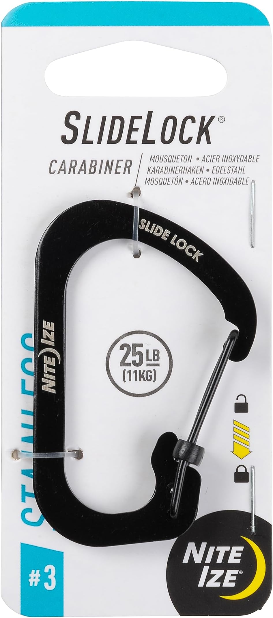 CSL3-01-R6 Stainless Steel Slide Lock, Black, Size 3