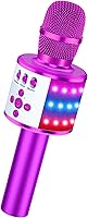 Vista 12 de Micrófono de karaoke BONAOK para niños y adultos - micrófonos Bluetooth con luces de disco, efecto eco, altavoz incorporado, reproductor de karaoke