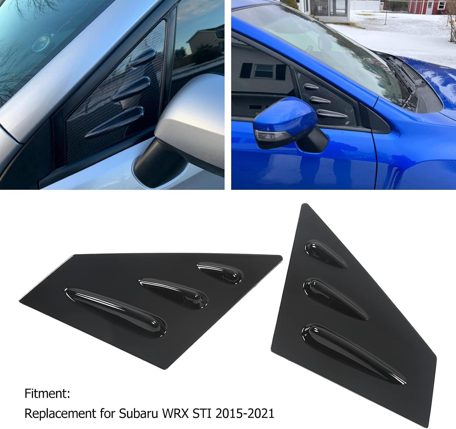 2pcs Front Window Scoop Louvers Cover,KIMISS Side Window Louvers ABS Rearview Mirror Side Spoiler Replacement for STI 2015‑2021(Black)
