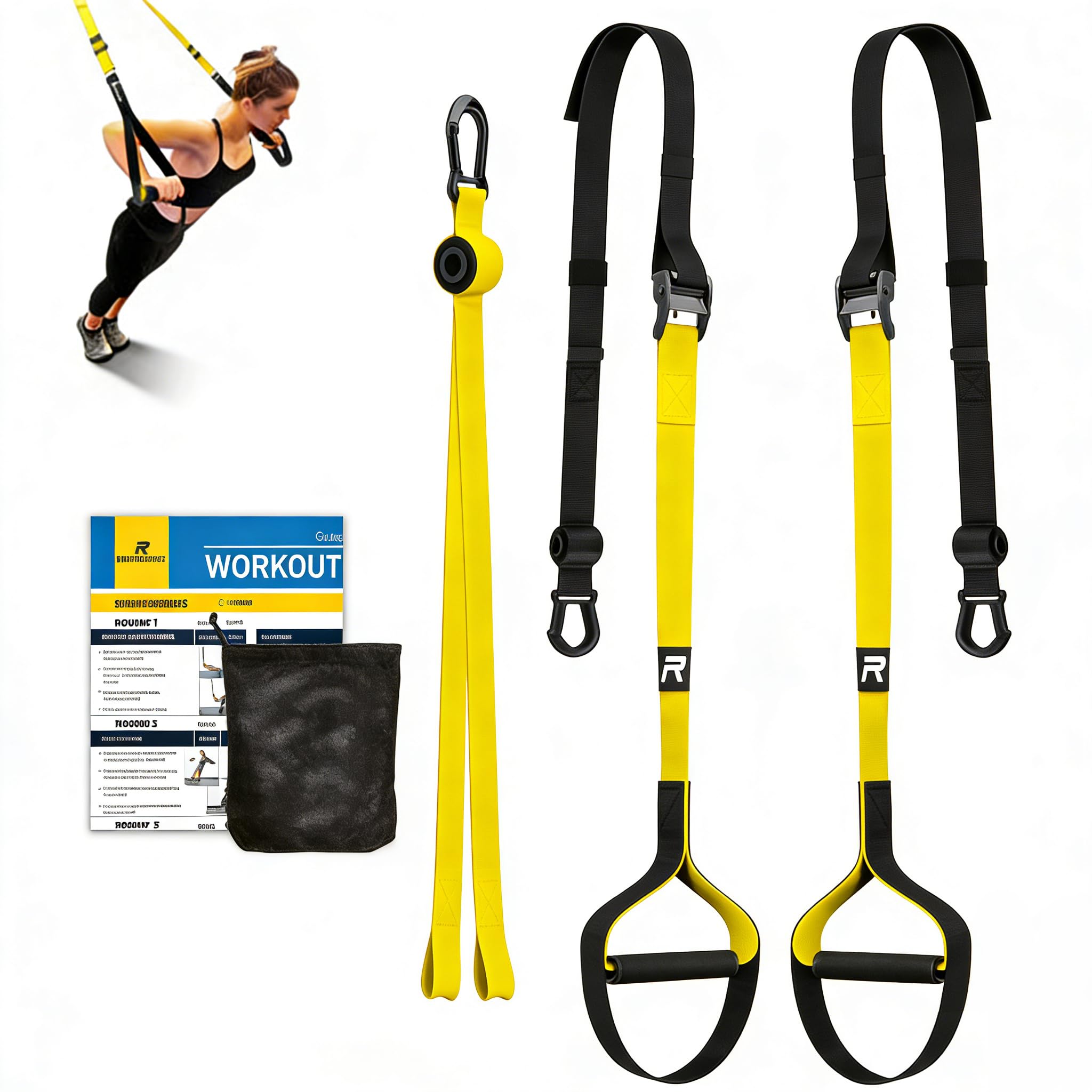 Sling Trainer Set with Door Anchor Adjustable Fitness Home Suspension - Suitable for Travelling and for Training Indoor and Outdoor