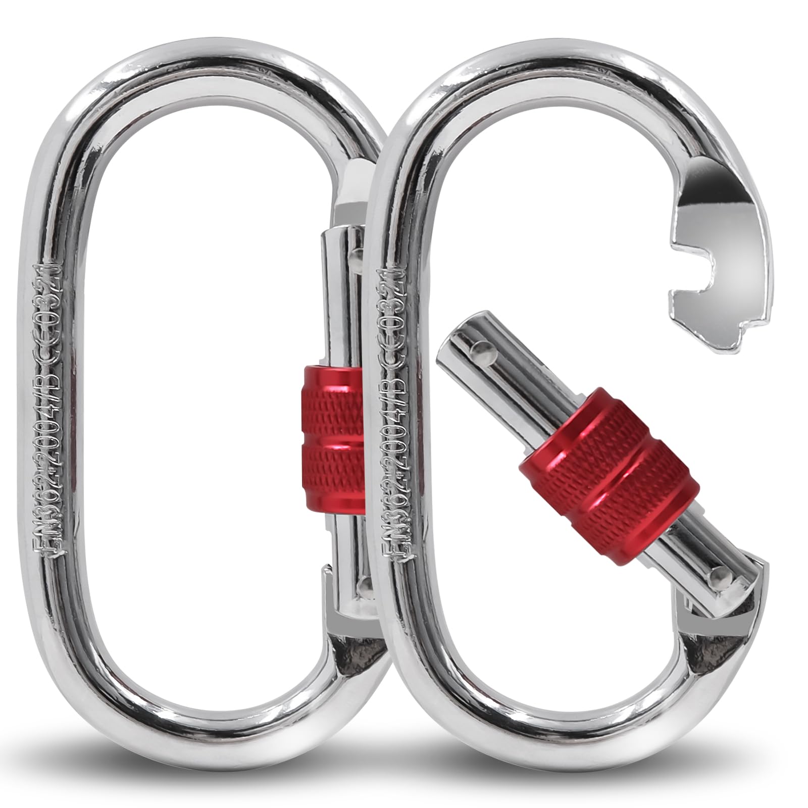 2 Pack Screw Lock Carabiner Clips,100Kg Load Capacity Heavy Duty Iron O Shape Hooks,11 X 6 Cm With 17Mm Opening For Climbing,Hammock,Swing,Yoga,Camping Daily Hanging