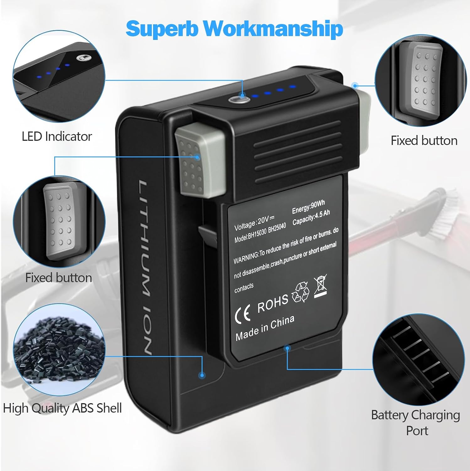 REYTRIC Replacement Battery for for Hoover ONEPWR Compatible with BH25040 BH55210 BH15030 BH53310 BH53420 BH15040 BH15030C Cordless Vacuum Cleaner and BH05000 BH05200 Charger (4500mAh)