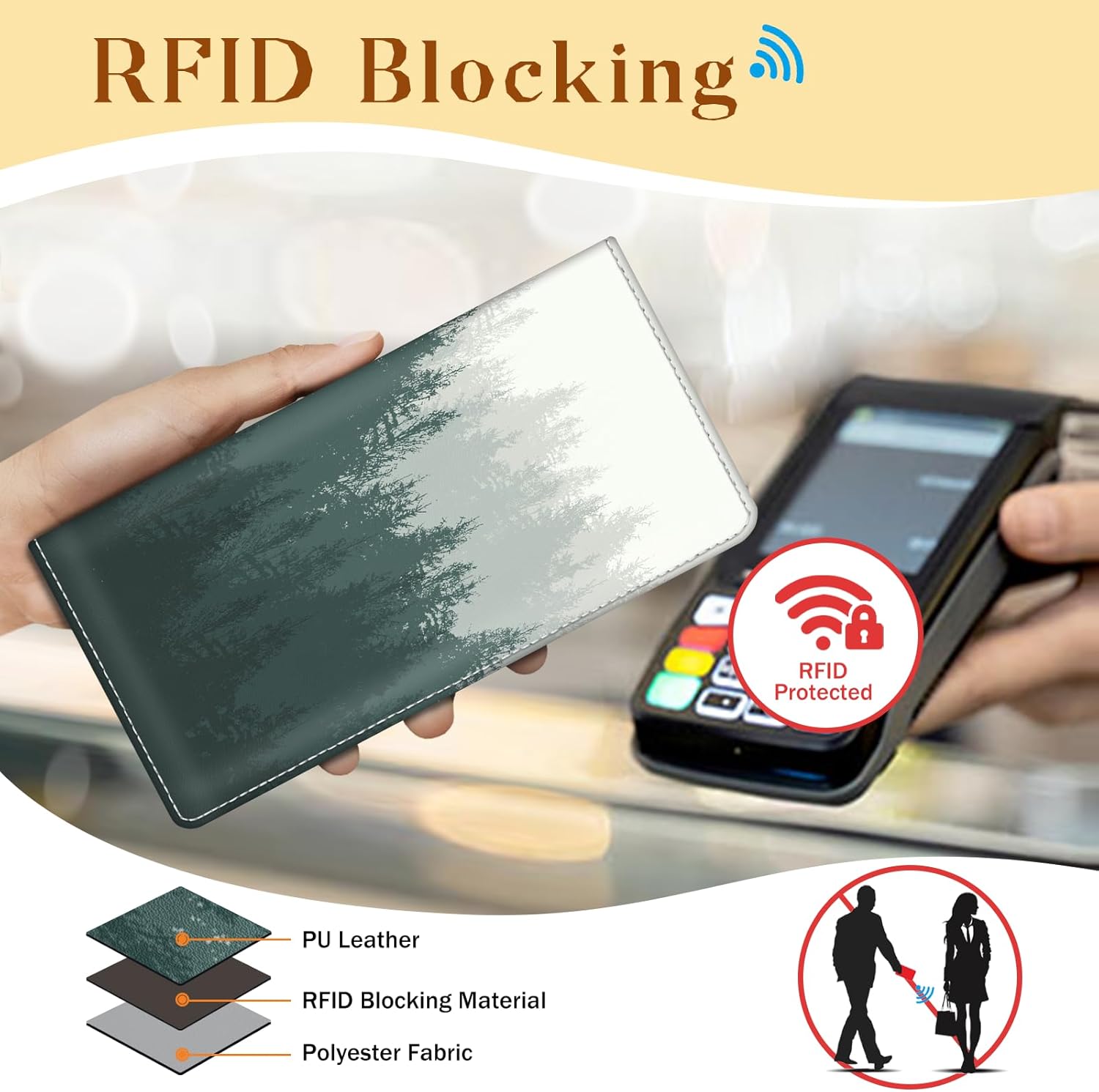 Immaturus Forest Tree Womens Wallet, Slim Thin RFID Blocking Card Wallets, Bifold PU Leather Credit Card Holder Organizer, Cute Cash Clutch Long Billfold with Zipper Coin Pocket Ladies Girls Gift - Image 4