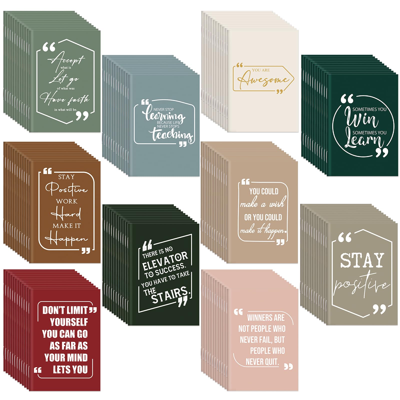 Fulmoon 100 Pcs Mini Notebook Bulk Small Inspirational Notepads Pocket Motivational Lined Inspiring Journals Bulk for Women Nurse Teacher Social