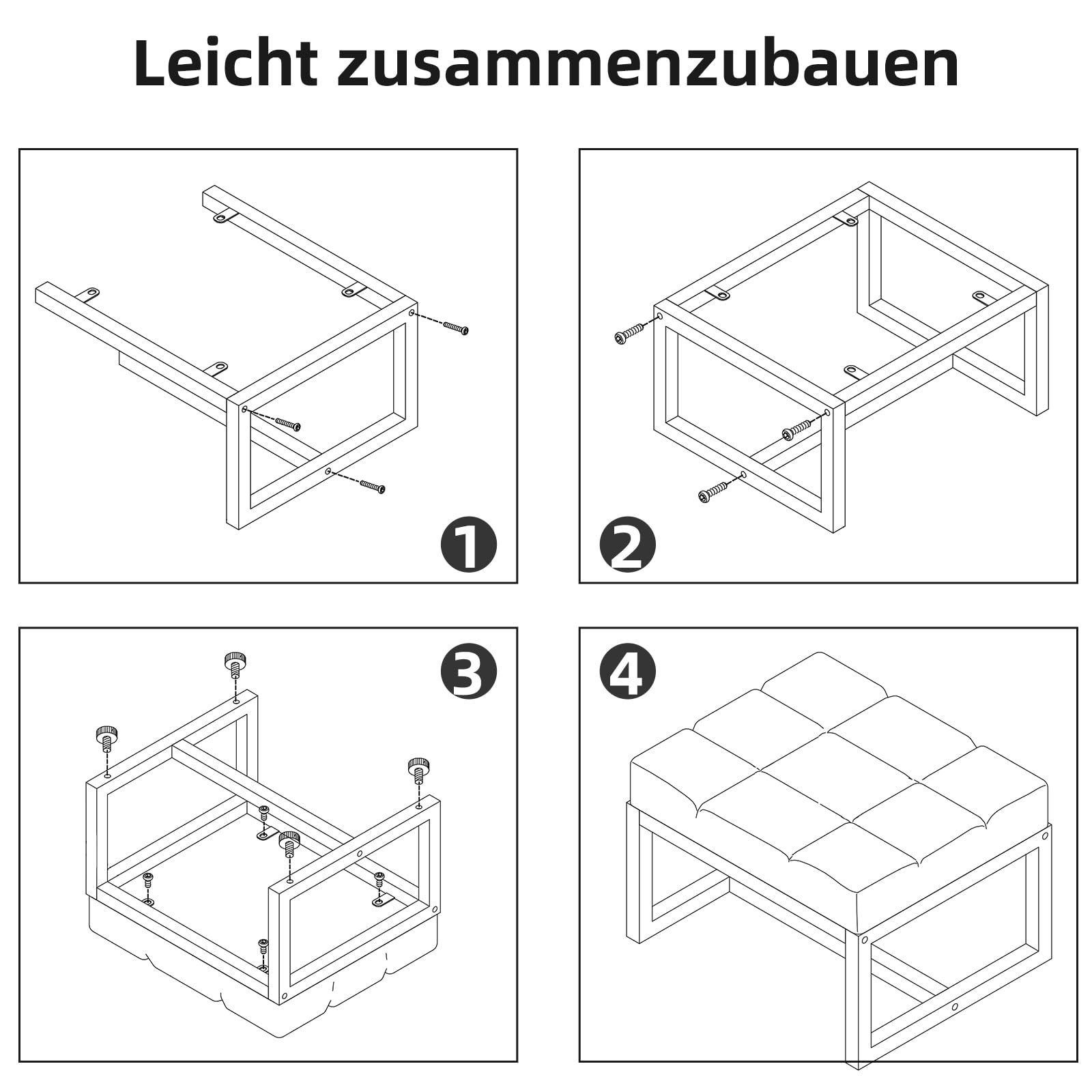 Aibiju Fußhocker, kleine osmanische Fußstütze, rechteckiger Ottoman mit stabilem Metallrahmen, Sofa-Fußstütze, zusätzliche Sitzgelegenheit für Wohnzimmer, Eingangsbereich, Büro, Schwarz YD-JD139B