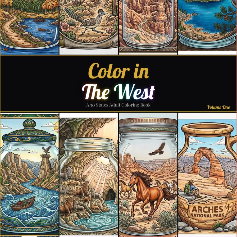 Color in a Jar: The West: A 50 States Coloring Book — Nevada, California, Utah, Oregon & Idaho