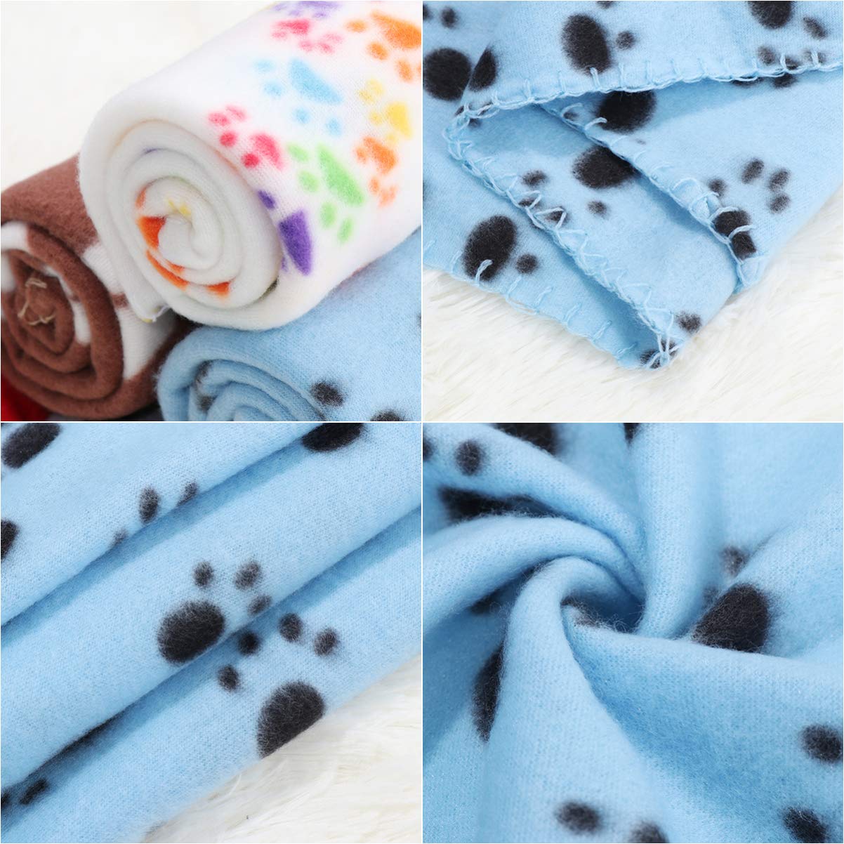 balacoo 6 Packungen/Set Haustierdecken Katzenvliesdecken Weiche Welpendecke Kissen Schlafmatte mit Pfotenabdruck Haustier Bettdecke für Hunde Welpen Katzen 60X70cm