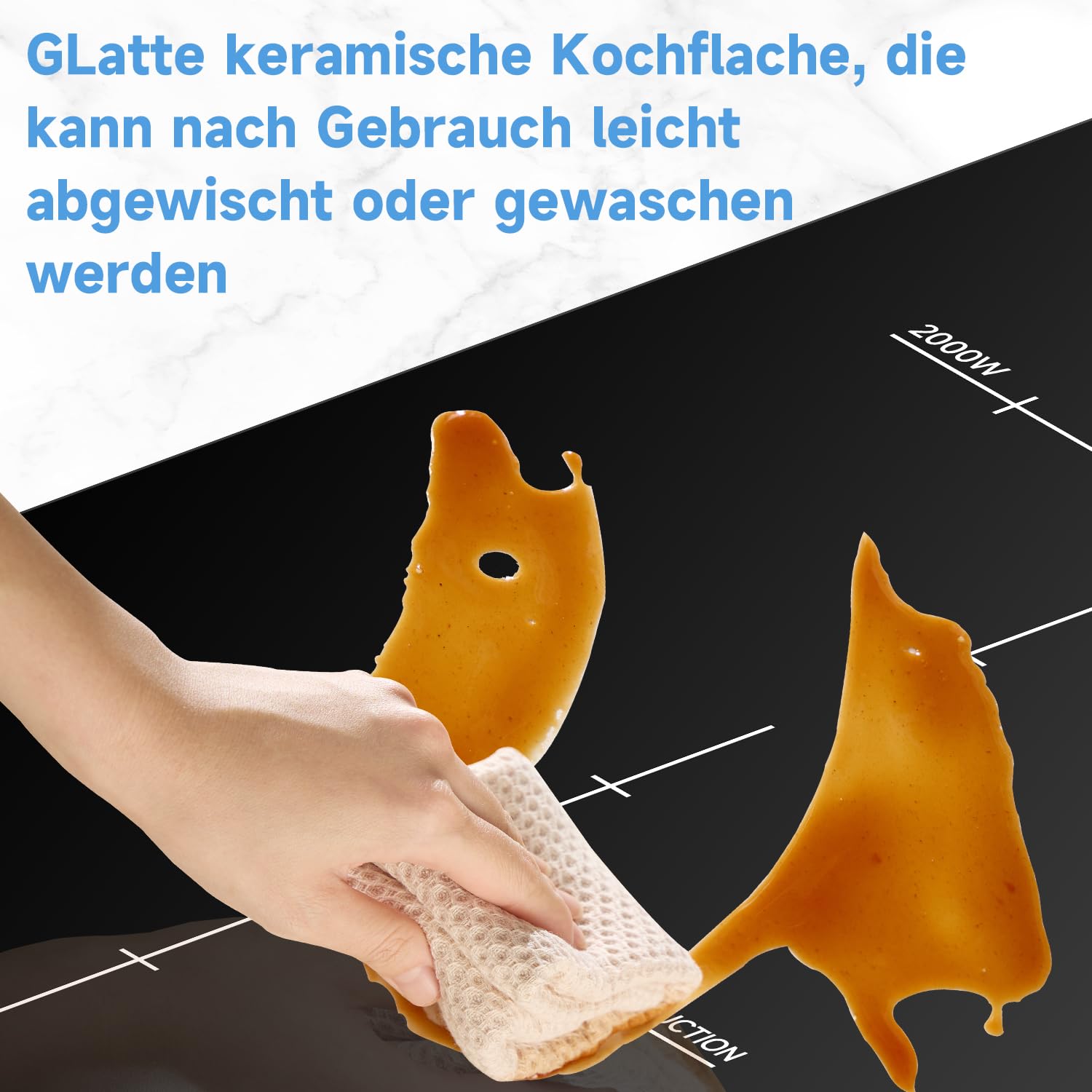Glaskeramikkochfeld 3500W 2 Kochzonen Touch-Steuerung Kindersicherung