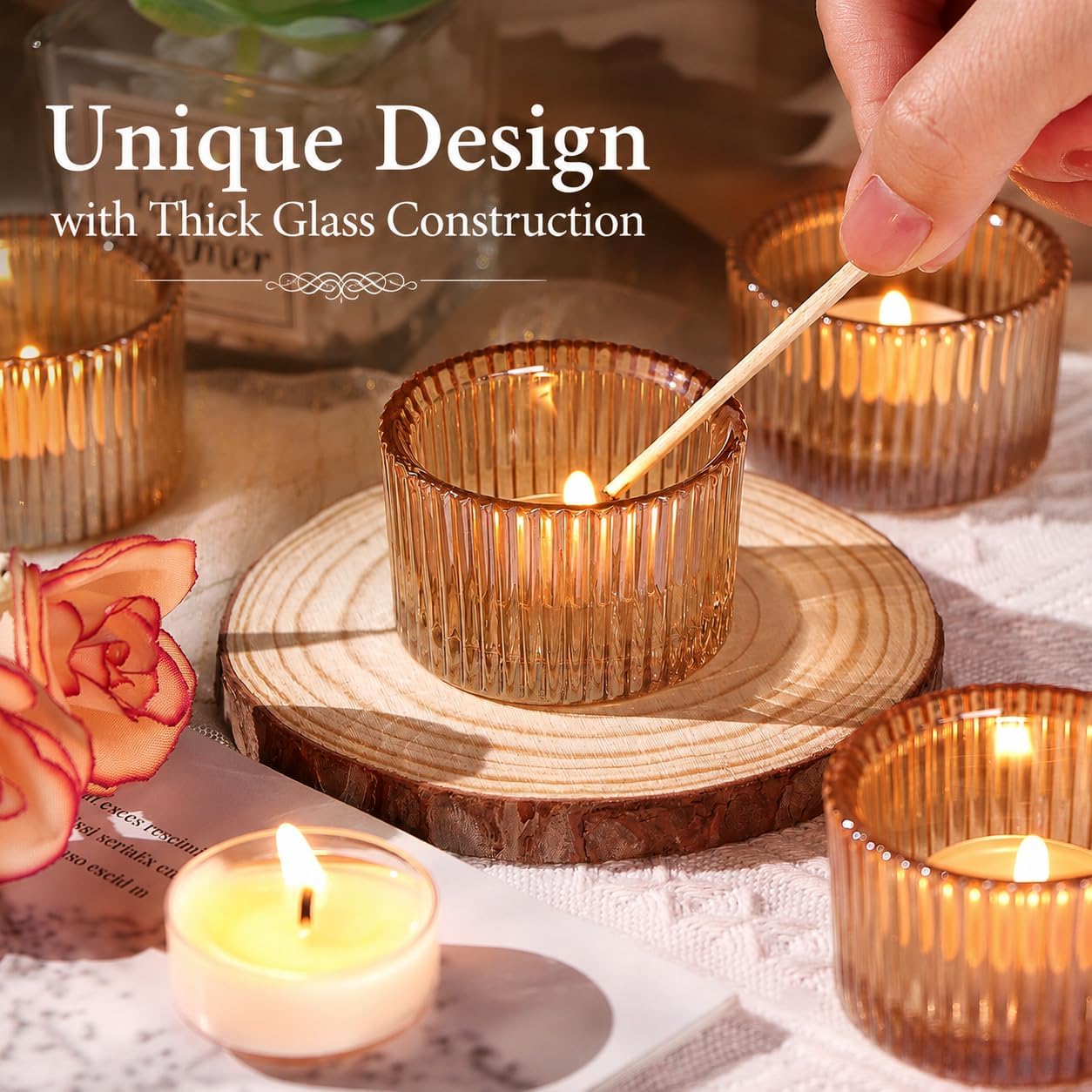 Lanttu 12 Pcs Gold Tealight Candle Holder 2'' x 1.4'' Votive Candle Holders