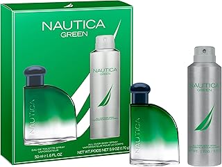 Nautica Color Green Giftset 1.7 fl oz EDT + 6 oz Deodorizing Body, Woody Fougere, Notes of Ginger, Geranium and Vetiver, Men's Duo Pack, Long Lasting, Everyday Fragrance