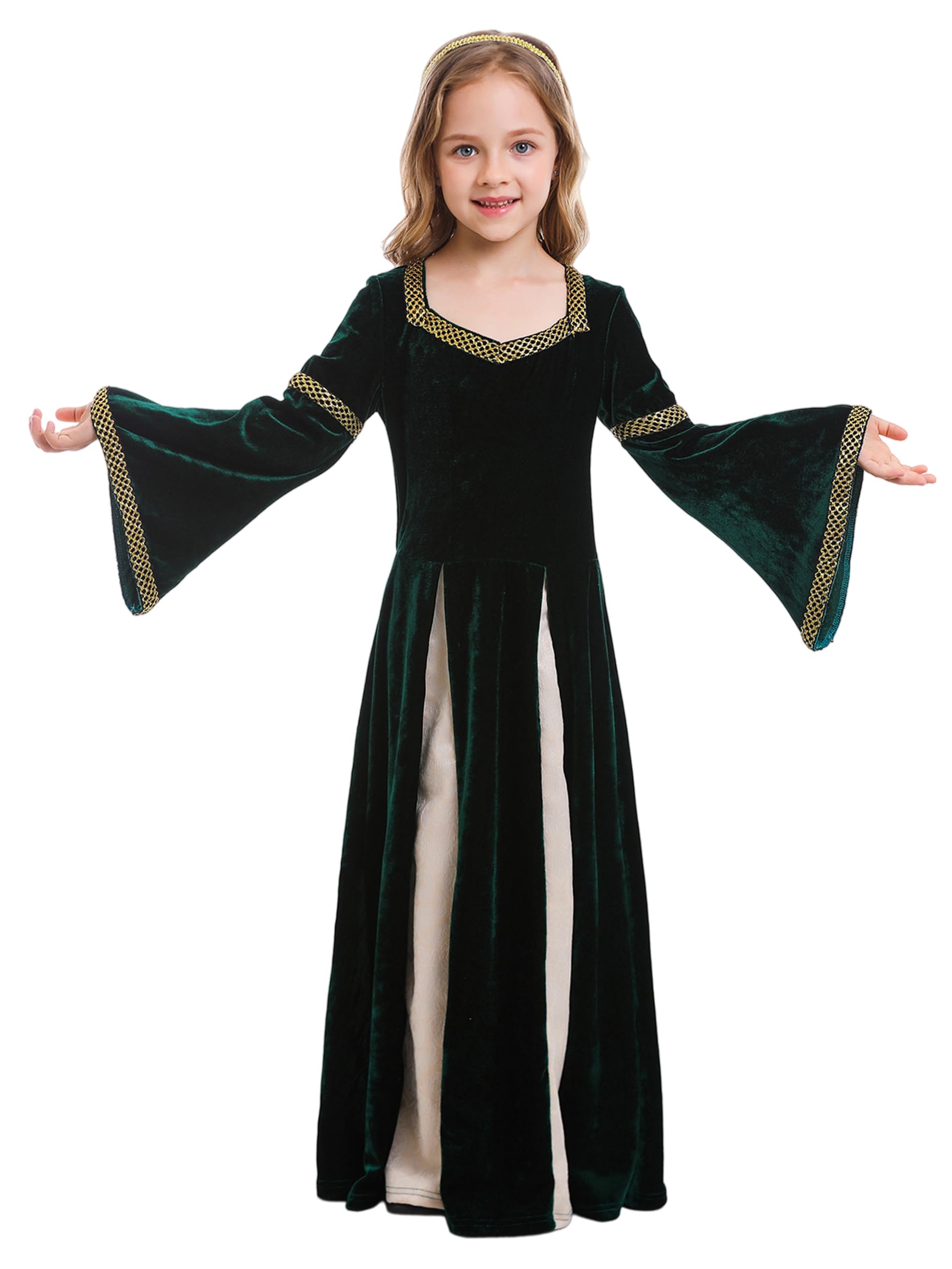 LANBETI Girls Medieval Princess Costume Renaissance Dress Up Costumes Halloween Medieval Retro Dress Cosplay Outfit