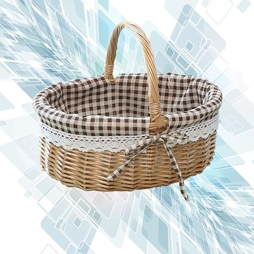 Miniatura 9 de Cesta de flores de boda al aire libre Cesta de Pascua tejida a mano natural Cesta de estante Cesta de estante para mujer Bolsos con asa superior