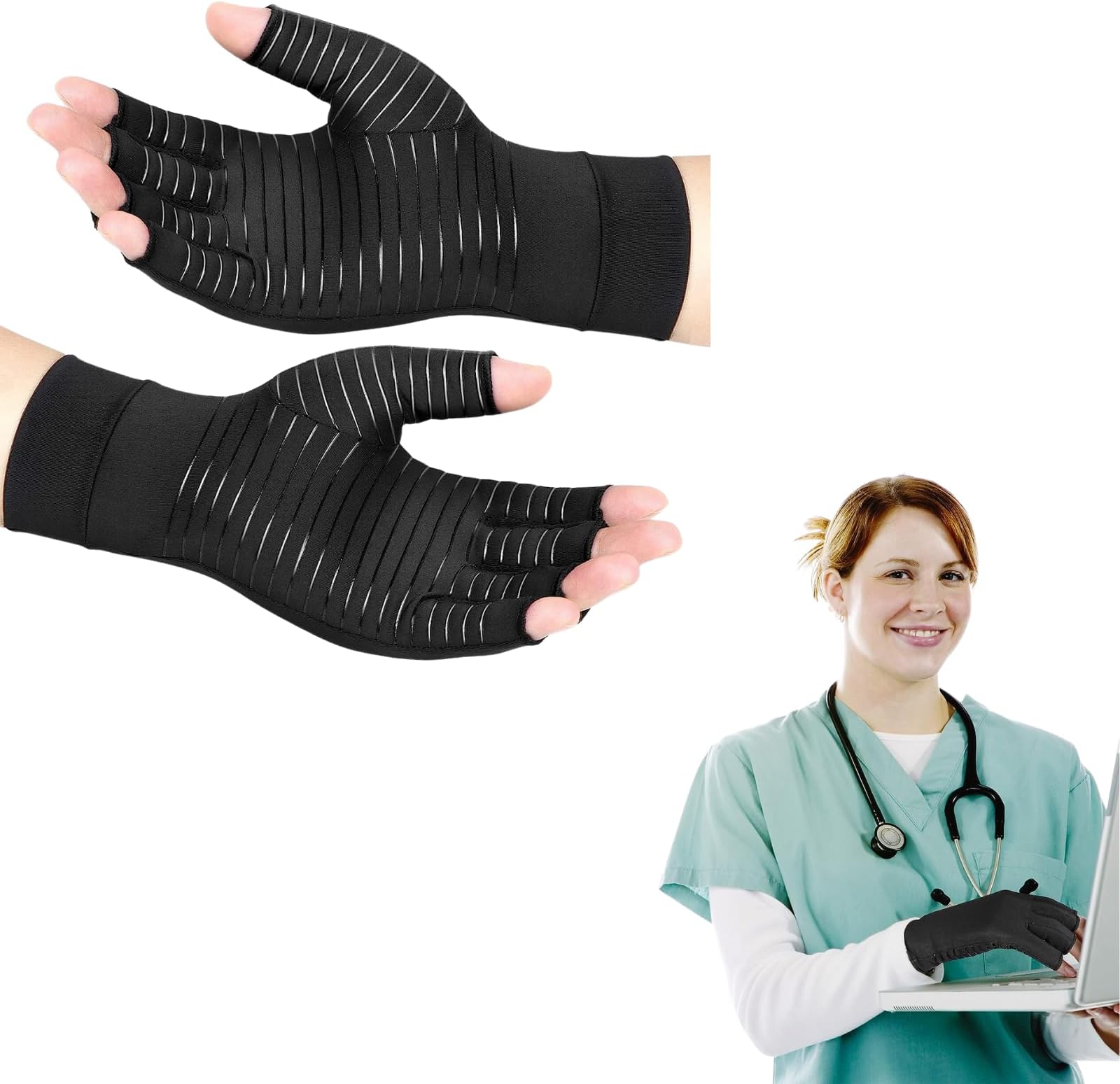 Arthritis Gloves, Compression Gloves Women & Men, Carpal Tunnel Gloves, Hand Compression Gloves, Arthritis Pain Relief Gloves for Relieve Muscle Pain, Carpal Tunnel, RSI, Rheumatoid (M)