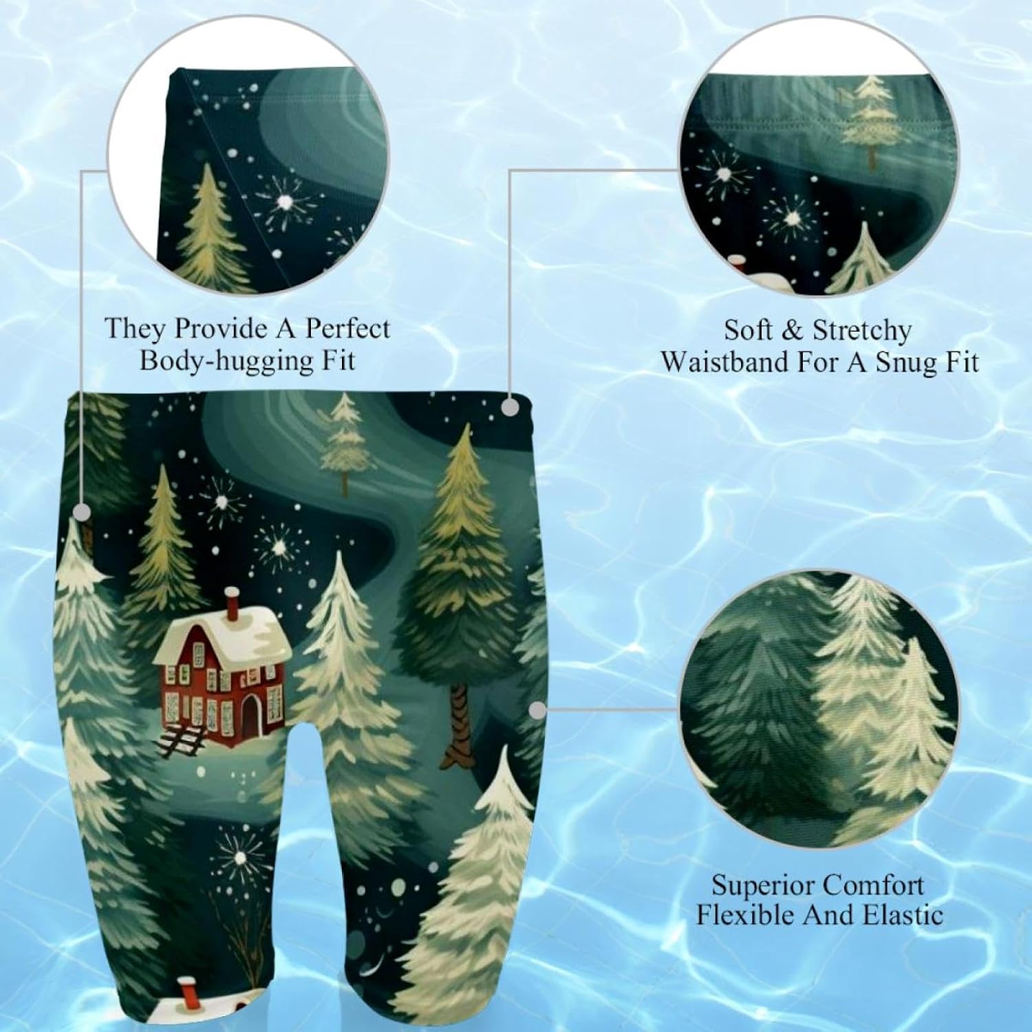 Christmas Elements Men's Swimsuit Jammer Quick Dry Swim Jammer Racing & Training Swimsuit