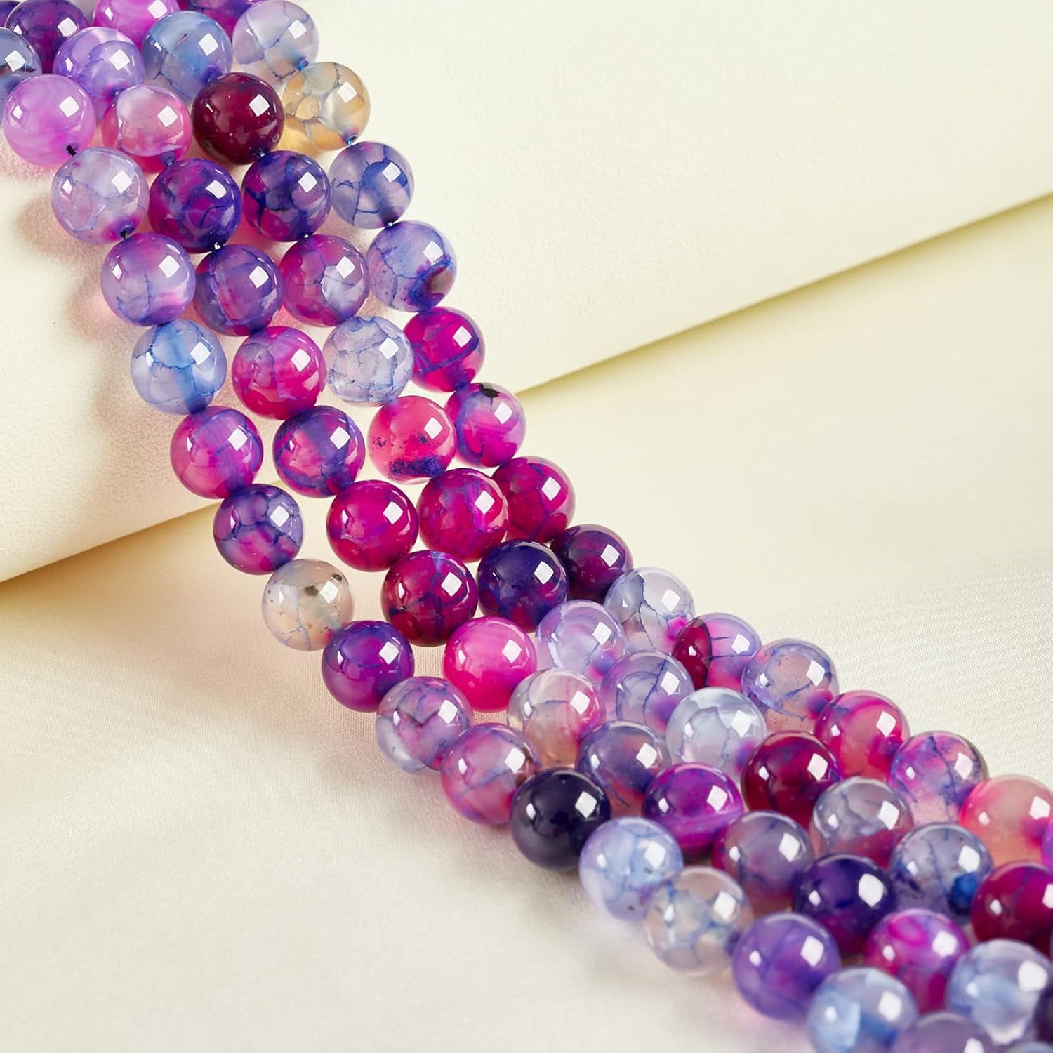 35pcs 10mm Natural Purple Dragon Vein Agate Beads Gemstone Beads Round Loose Beads for Jewelry Making