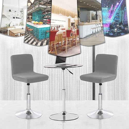 Miniatura 2 de Fundas de terciopelo para asiento de taburete de bar, fundas cuadradas para taburetes de bar, fundas para sillas de altura de mostrador (2, gris
