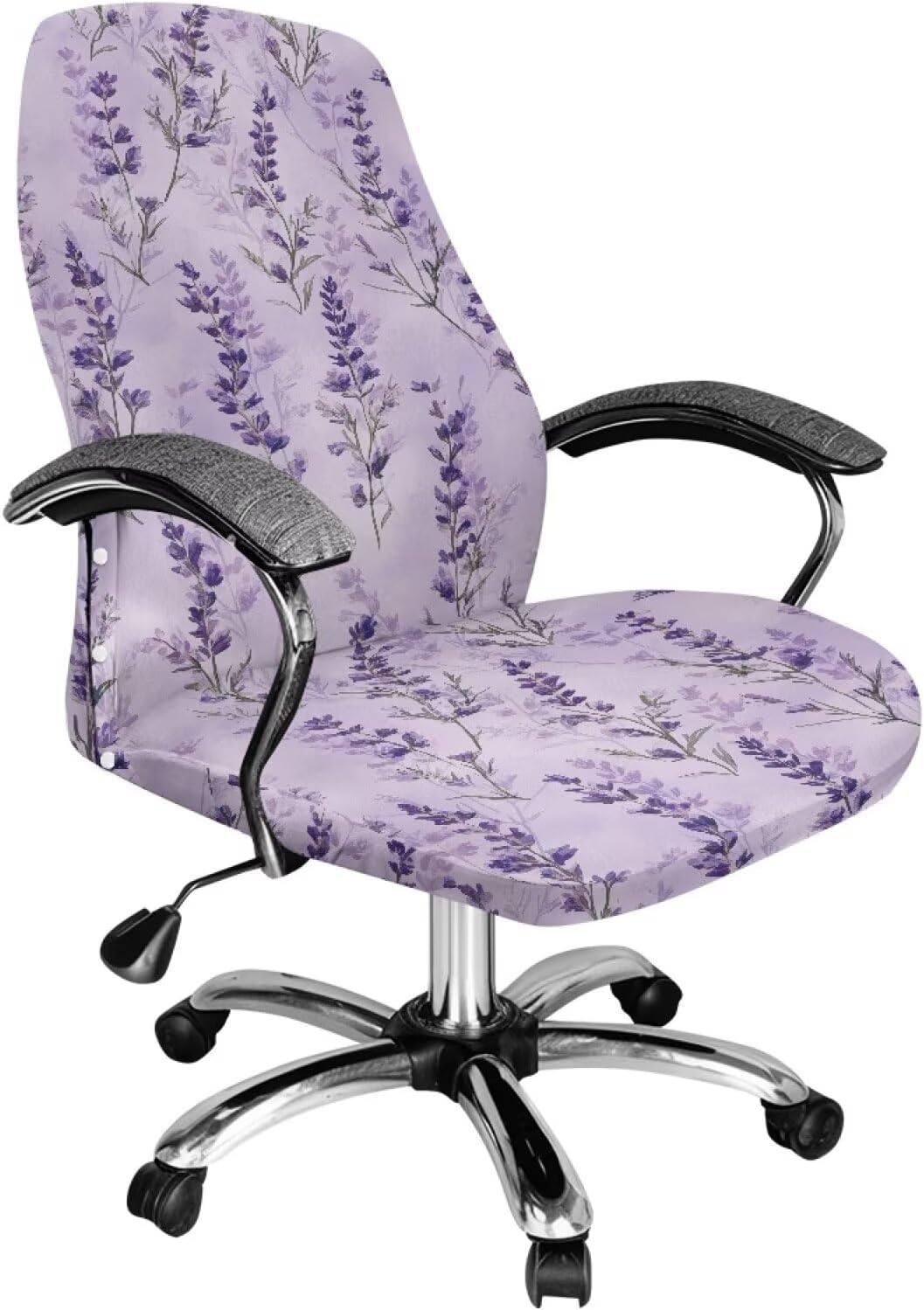 Lavender Computer Mesh Back Office Chair Cover, Modern Desk Chair Cover Rotating Chairs Protective Slipcovers with Elastic Bottom Waterproof High Back Seat Protector No Arms Size L