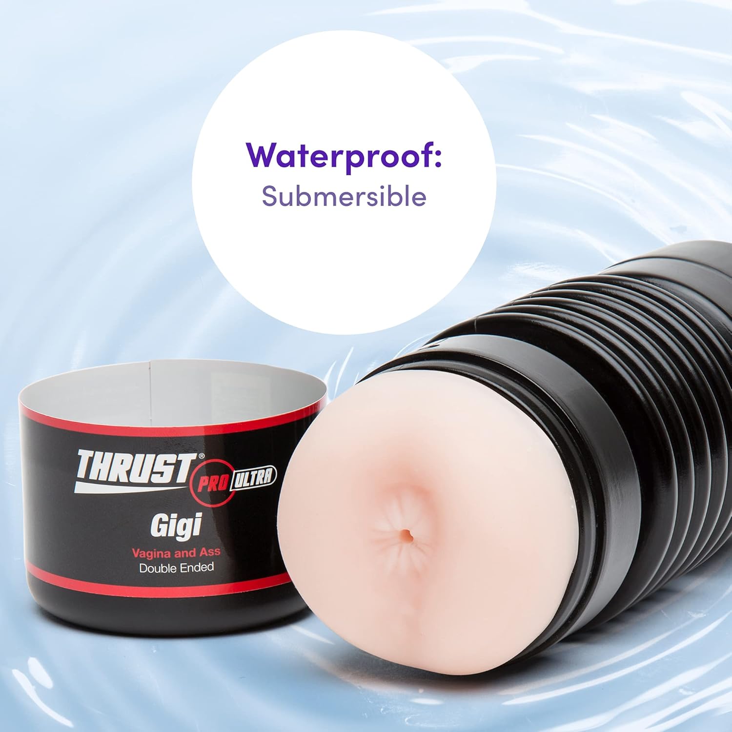 Lovehoney Thrust Pro Ultra Gigi Double Ended Male Masturbator Cup - 6.5 Inch Realistic Vagina & Ass with Textured Canal - Self Pleasure Sex Toys for Men - Waterproof - Flesh Pink