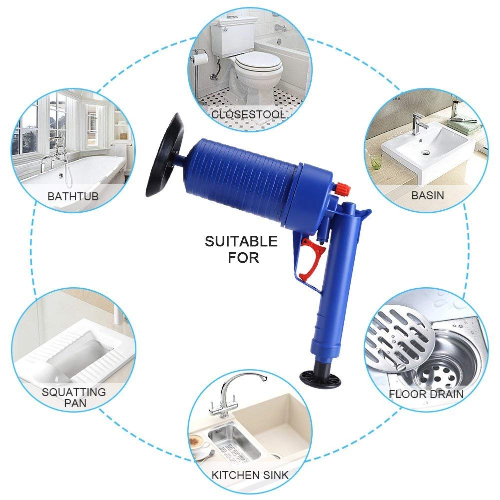 Divik Manual Air Power Pump Drain Blaster Gun High-Pressure Powerful Plunger Pipe Clog Dredger Remover Toilets Sink Bath Kitchen Clean 2