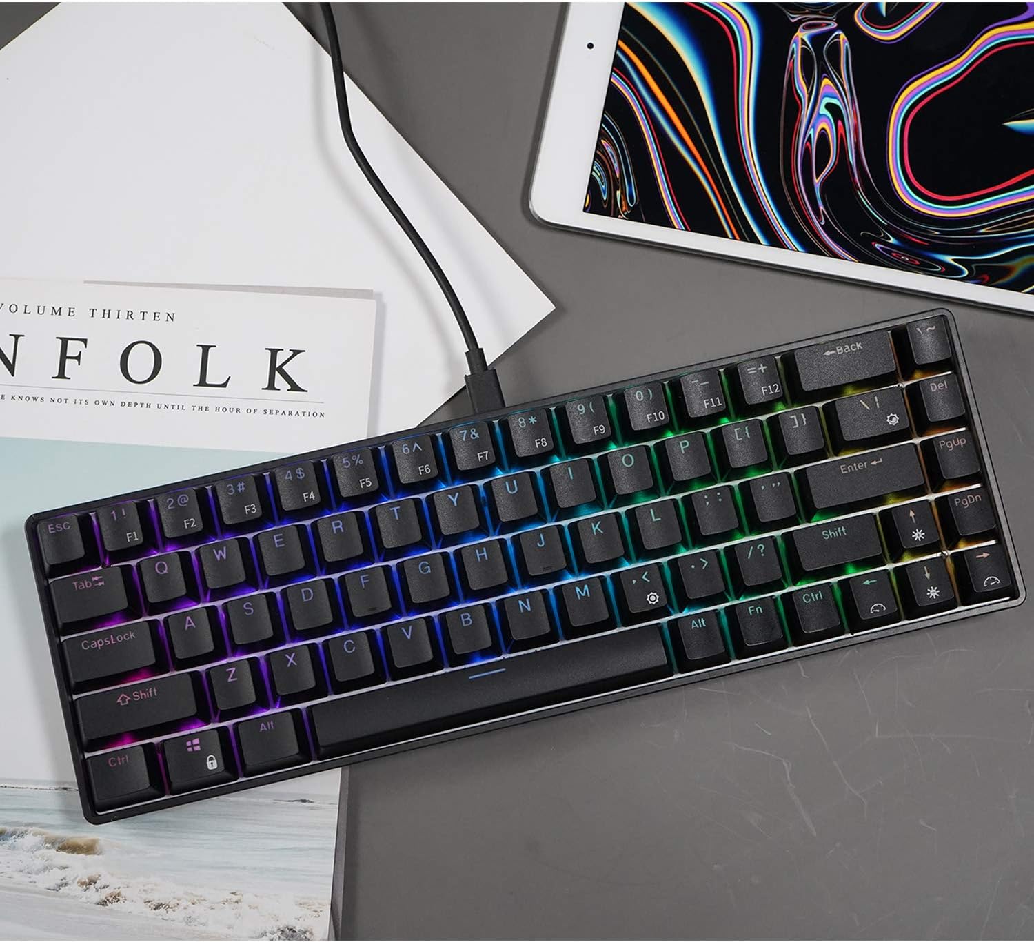 Frее Shірріng оƒƒеr RK ROYAL KLUDGE RK68 (RK855) Wired 65% Mechanical Keyboard, RGB Backlit Ultra-Compact 60% Layout 68 Keys Gaming Keyboard, Hot Swappable Keyboard with Stand-Alone Arrow/Control Keys, Brown Switch Black