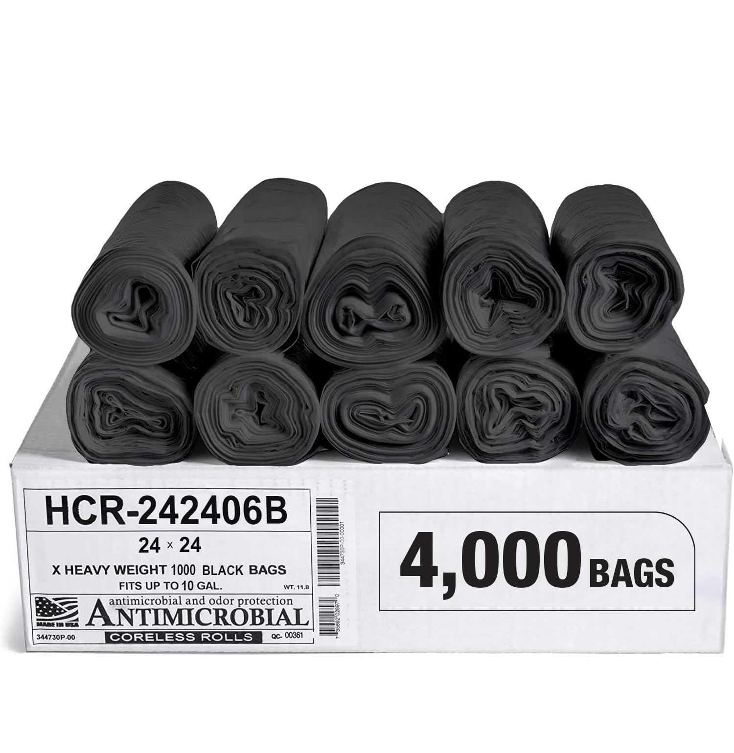Aluf Plastics 10 Gallon 6 Micron (eq) Black Trash Bags 24" x 24" 4000 Count