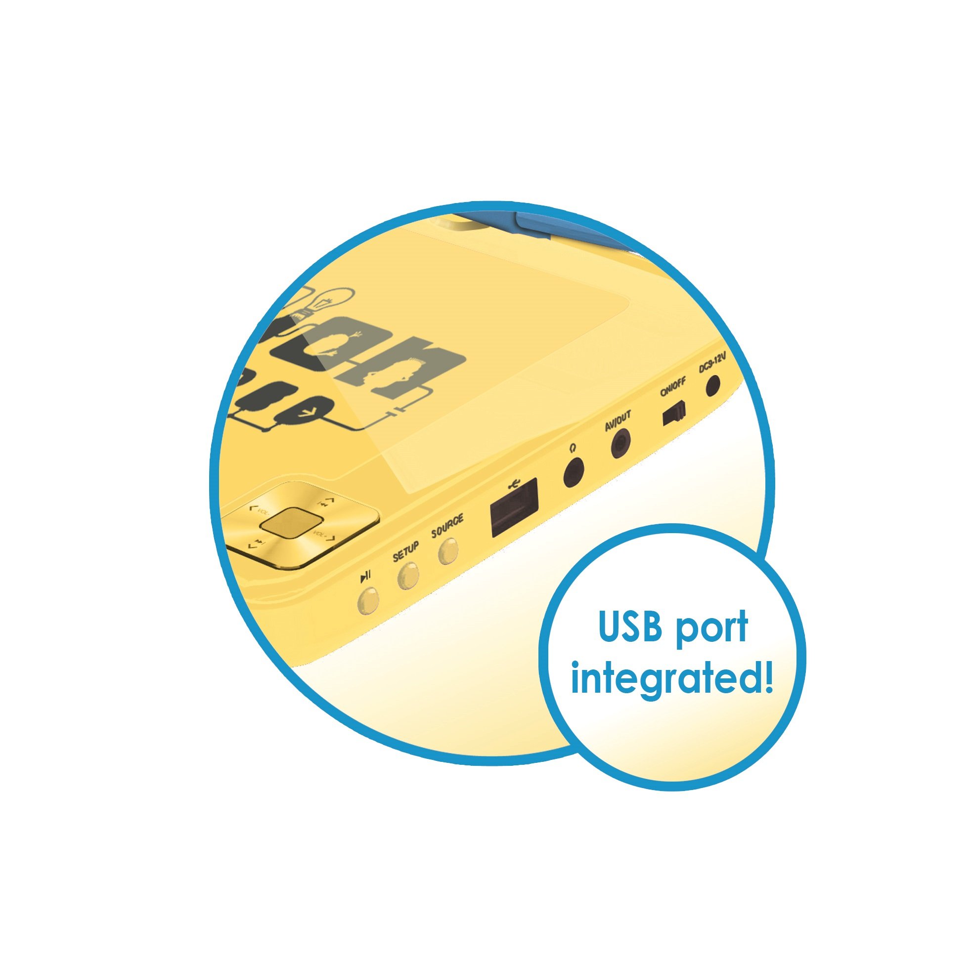 Lexibook Universal Cattivissimo Me Minions Lettore Dvd Portatile, LCD da 7 ", 2 Altoparlanti, Batteria Ricaricabile, Giallo/Blu, DVDP6DES