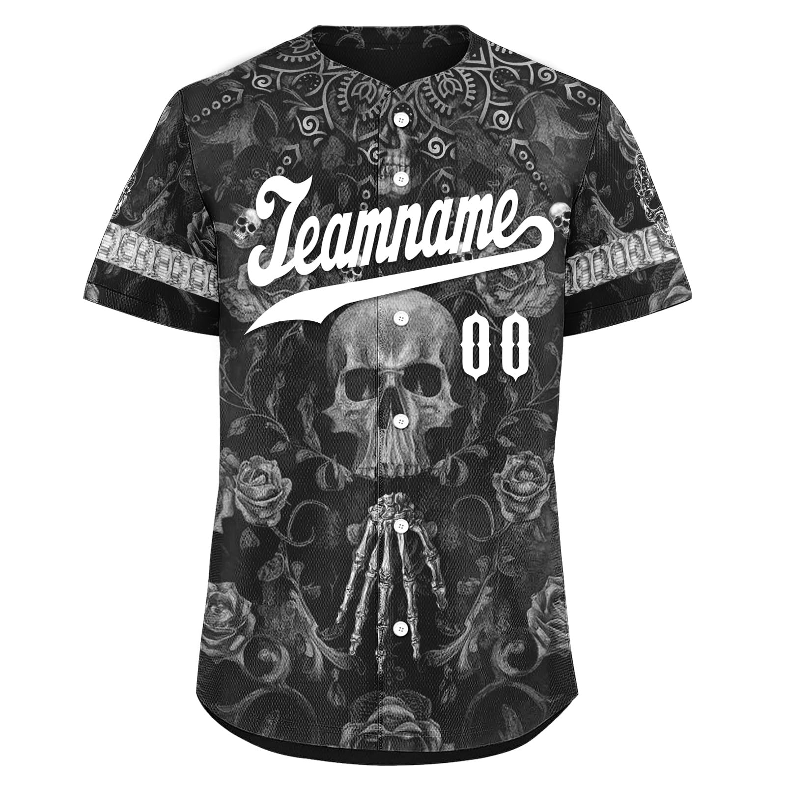 Custom Halloween Baseball Jersey for Men Women Kids Skull Casual Hip Hop Softball Jersey Print Name Numbers,Gift for Horror Lovers