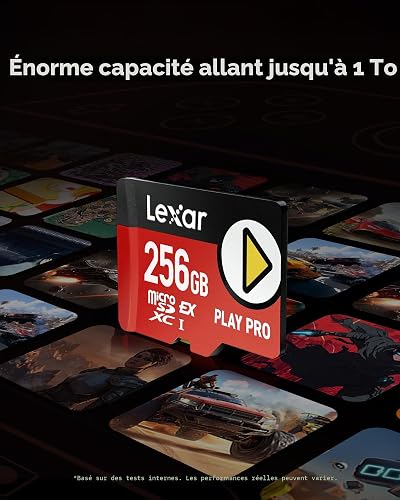 Lexar Play Pro Carte microSDXC Express, 1 to de Lecture Max 900 Mo/s/s, écriture jusqu'à 600 Mo/s, Nintendo Switch, vidéo 4K, Compatible avec Drone, étanche, résistante aux Chocs, Carte mémoire Micro - 8