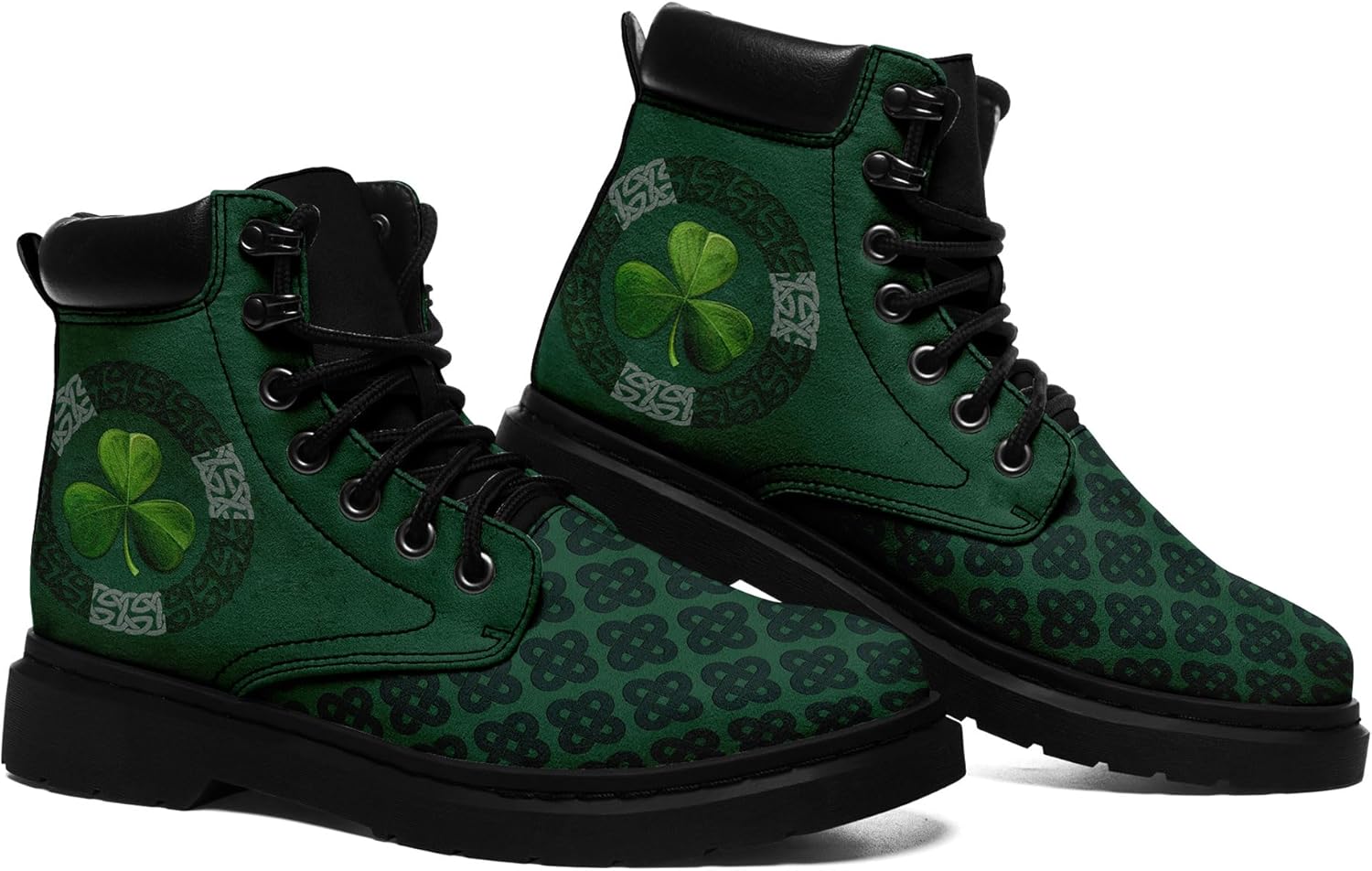 Mandala Combat Boots for Men and Women with Floral, Sun and Moon Designs – Durable Boho Ankle Boots for Hiking,Casual Wear