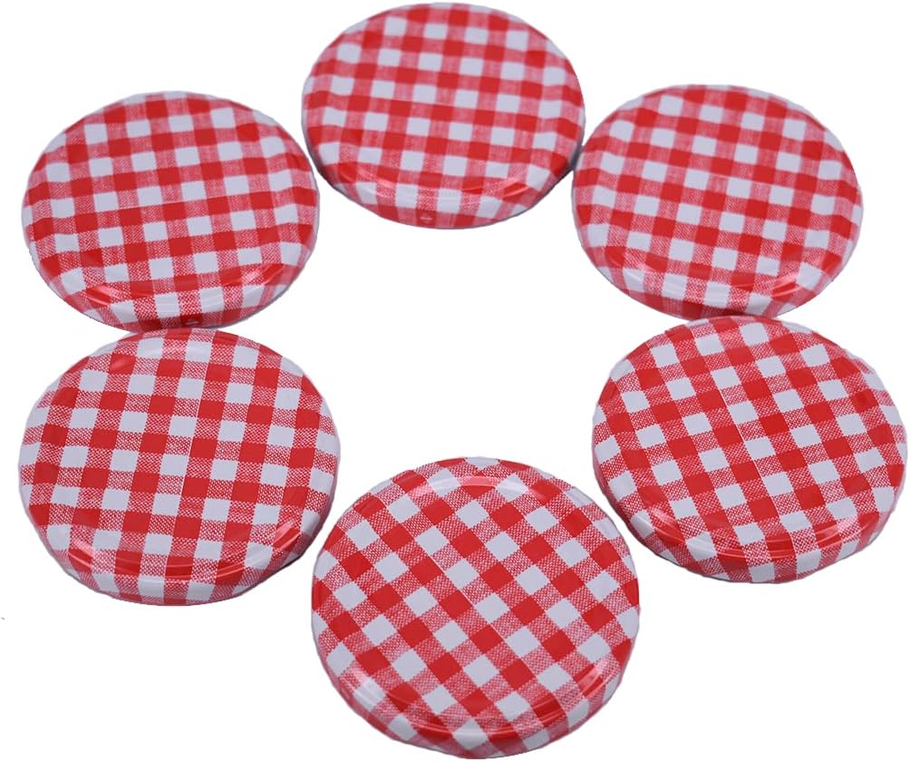 Nutley's 63mm Diameter Gingham Lid for Jam Jars - Red (Pack of 12)