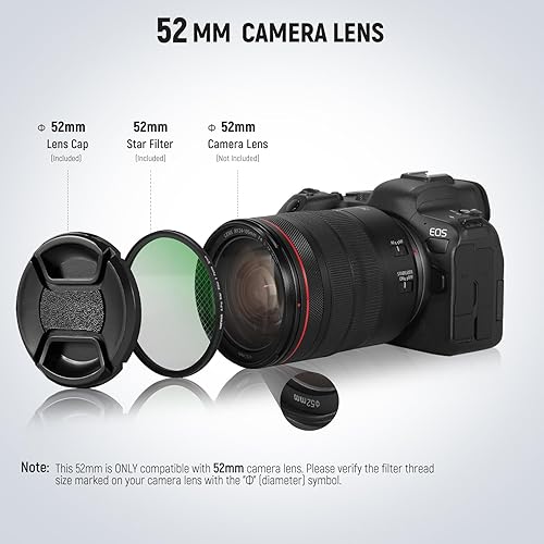 Miniatura 8 de NEEWER 3 filtros de estrella de 1.81 pulgadas, filtro ajustable de efecto estrella de pantalla cruzada (4, 6, 8 puntos) con marco de aleación de