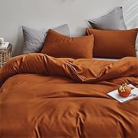 Vista 238 de Luxlovery - Juego de edredón azul neblina, tamaño matrimonial, minimalista, azul polvoriento, edredones de algodón suaves y transpirables, azul