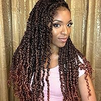 Vista 32 de 8 paquetes de extensiones de cabello sintético pretrenzado y prerrizado de ganchillo de 14 pulgadas, con rizos de pasión, para mujeres negras