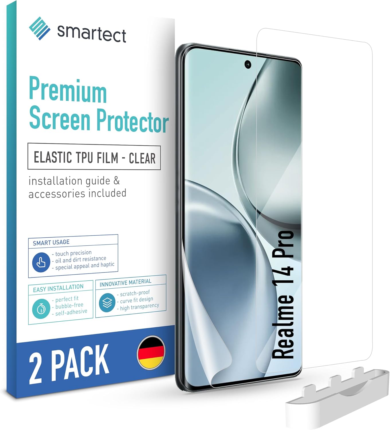 smartect TPU Screen Protector Pack of 2 for Realme 14 Pro HD Screen Protector Anti-Scratch Screen Protector Ultra Clear Bubble-Free Fingerprint Compatible Case Friendly