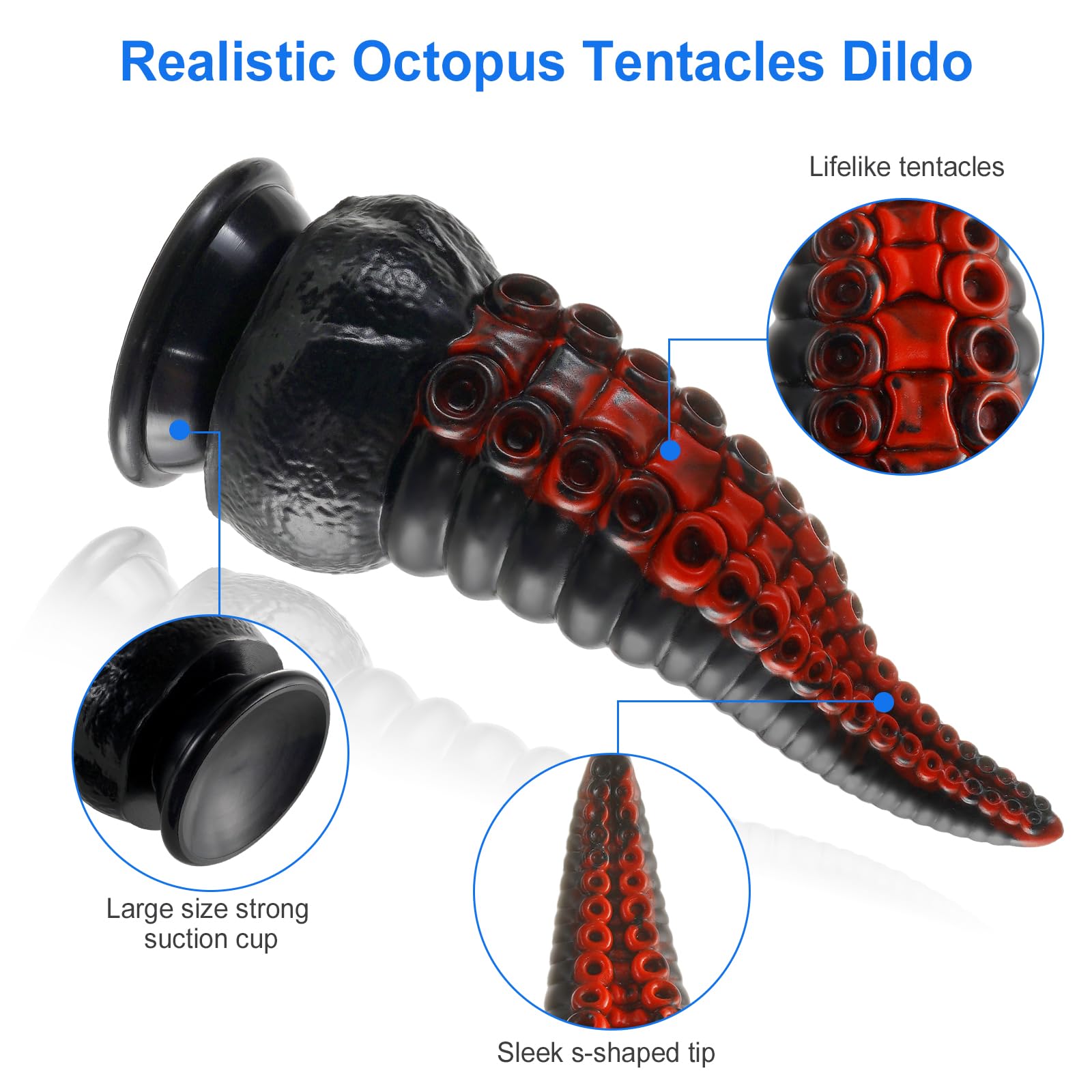 Dildo realistico con punto G a forma di tentacolo da 22 cm, dragone butt plug in silicone, grande dildo spesso con forte ventosa, giocattolo sessuale anale per adulti per donne, uomini e gay