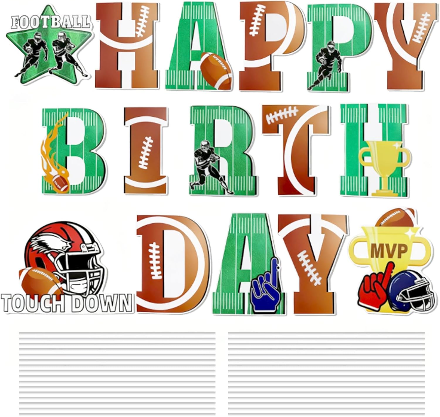 Football Birthday Yard Signs with Stakes, 16 Pcs Sports Themed Happy Birthday Lawn Decorations, Outdoor Yard Signs for Sports Party Supplies, Big Football Birthday Decorations for Lawn Garden,15.5" Tall