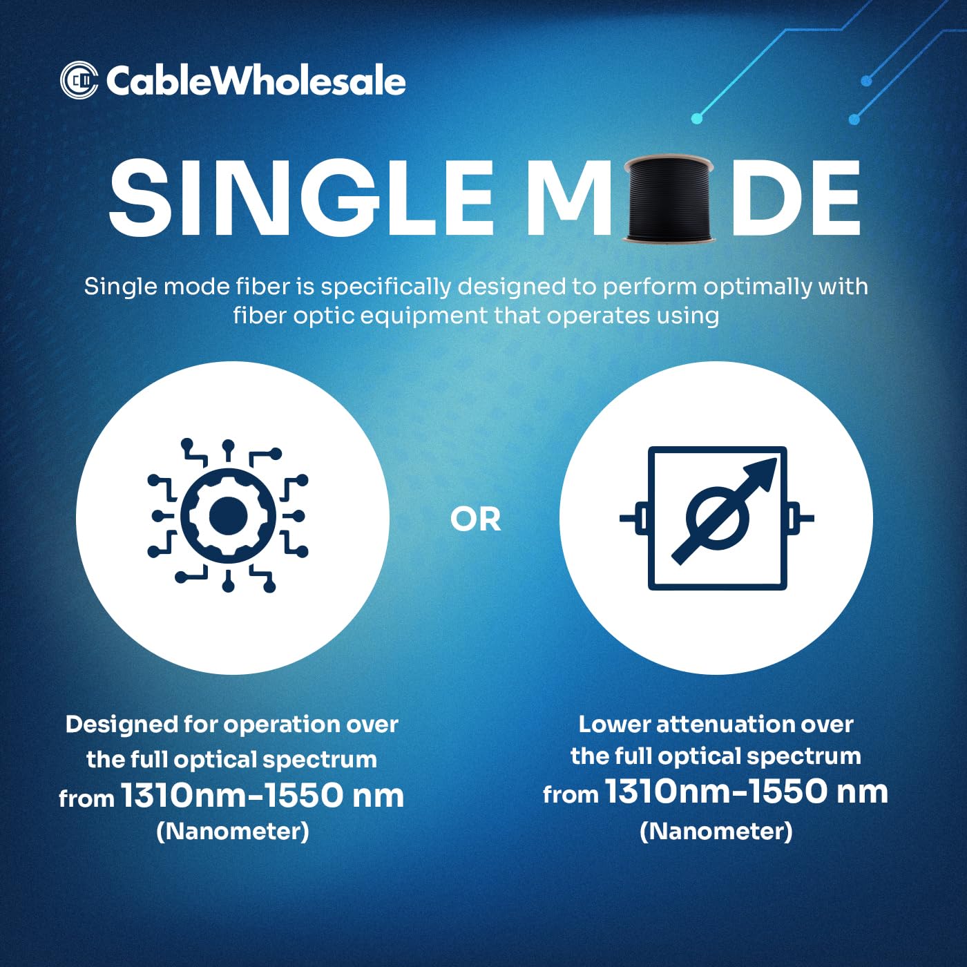 CableWholesale 24-Strand Fiber Optic Cable, Indoor/Outdoor OS2 9/125 Singlemode, Corning SMF-28 Ultra, Black, Riser Rated, 1000ft Spool